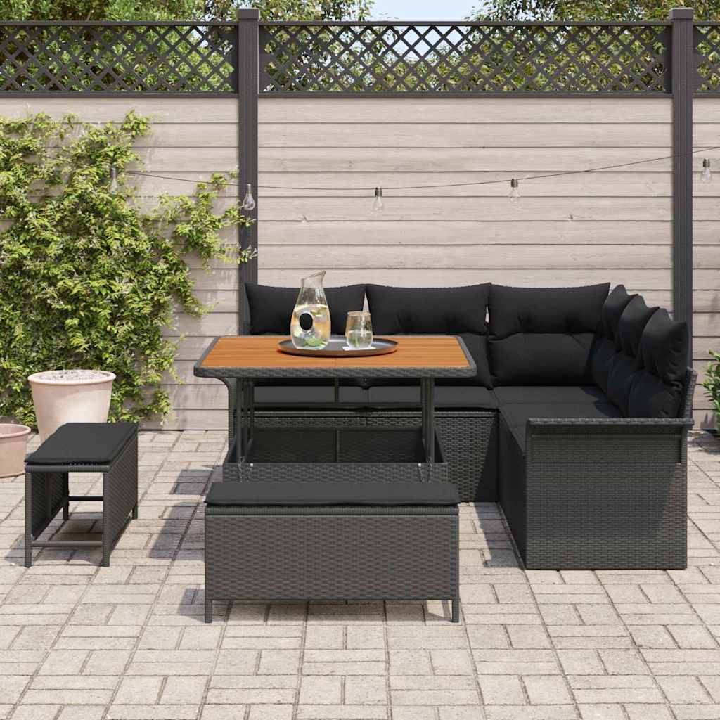 8721288422439_mo-im_en_hd_2 vidaXL Garden Sofa Set Height-Adjustable 8 pcs Black Poly Rattan - Image 3