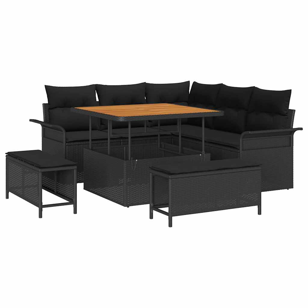 8721288422439_wbg-an-m_en_hd_5 vidaXL Garden Sofa Set Height-Adjustable 8 pcs Black Poly Rattan - Image 2