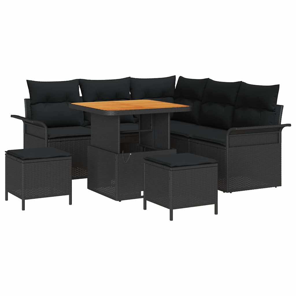 8721288422484_wbg-an-m_en_hd_5 vidaXL Garden Sofa Set Height-Adjustable 8 pcs Black Poly Rattan - Image 2