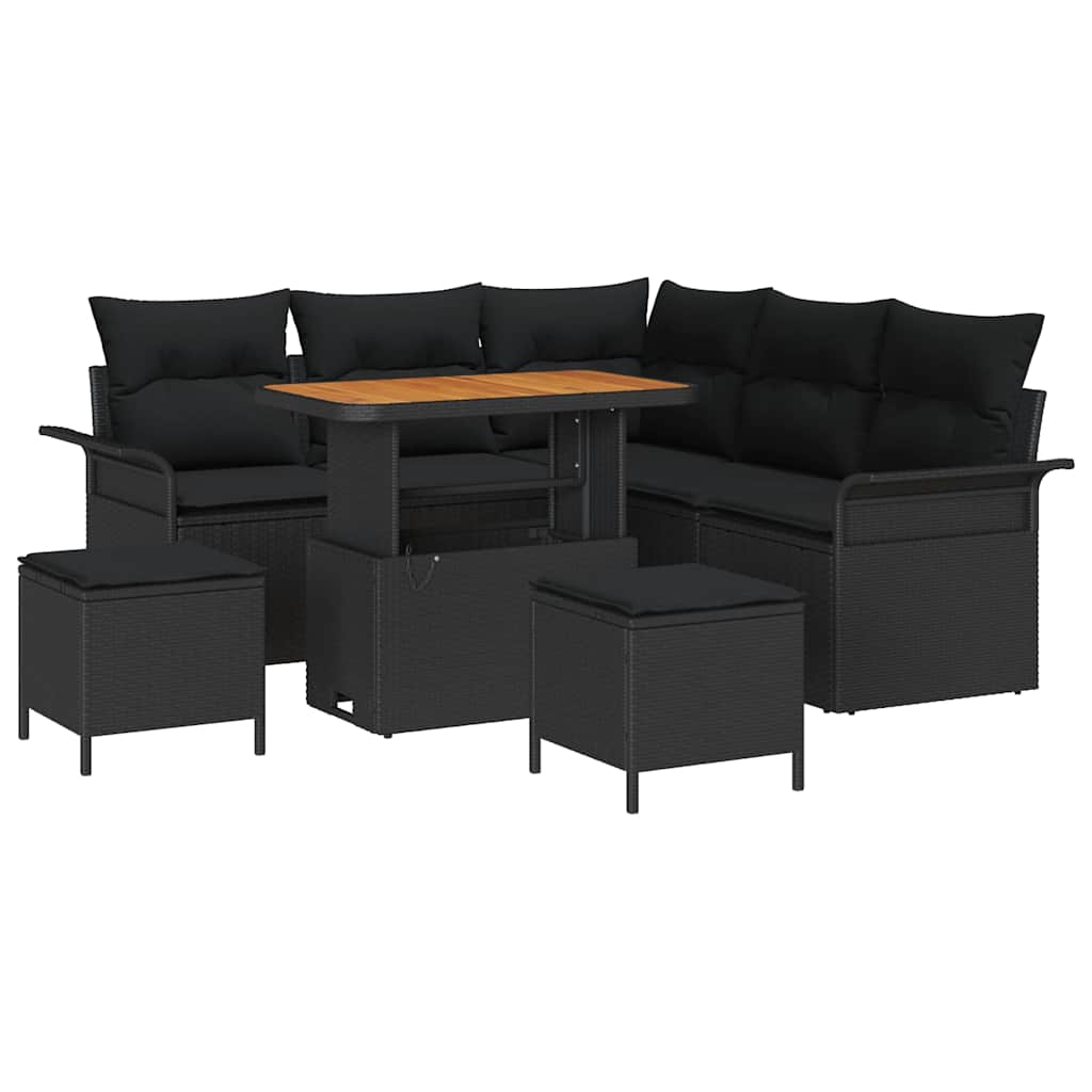8721288422538_wbg-an-m_en_hd_5 vidaXL Garden Sofa Set Height-Adjustable 8 pcs Black Poly Rattan - Image 2