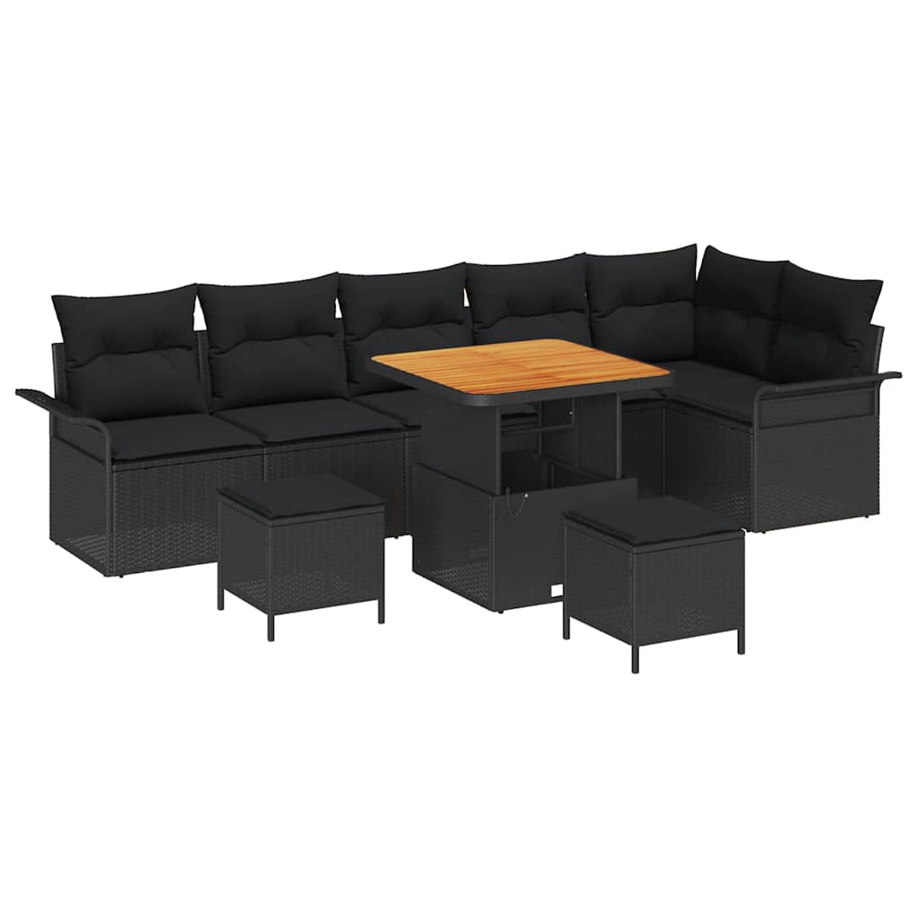 8721288422682_wbg-an-m_en_hd_5 vidaXL Garden Sofa Set Height-Adjustable 9 pcs Black Poly Rattan - Image 2
