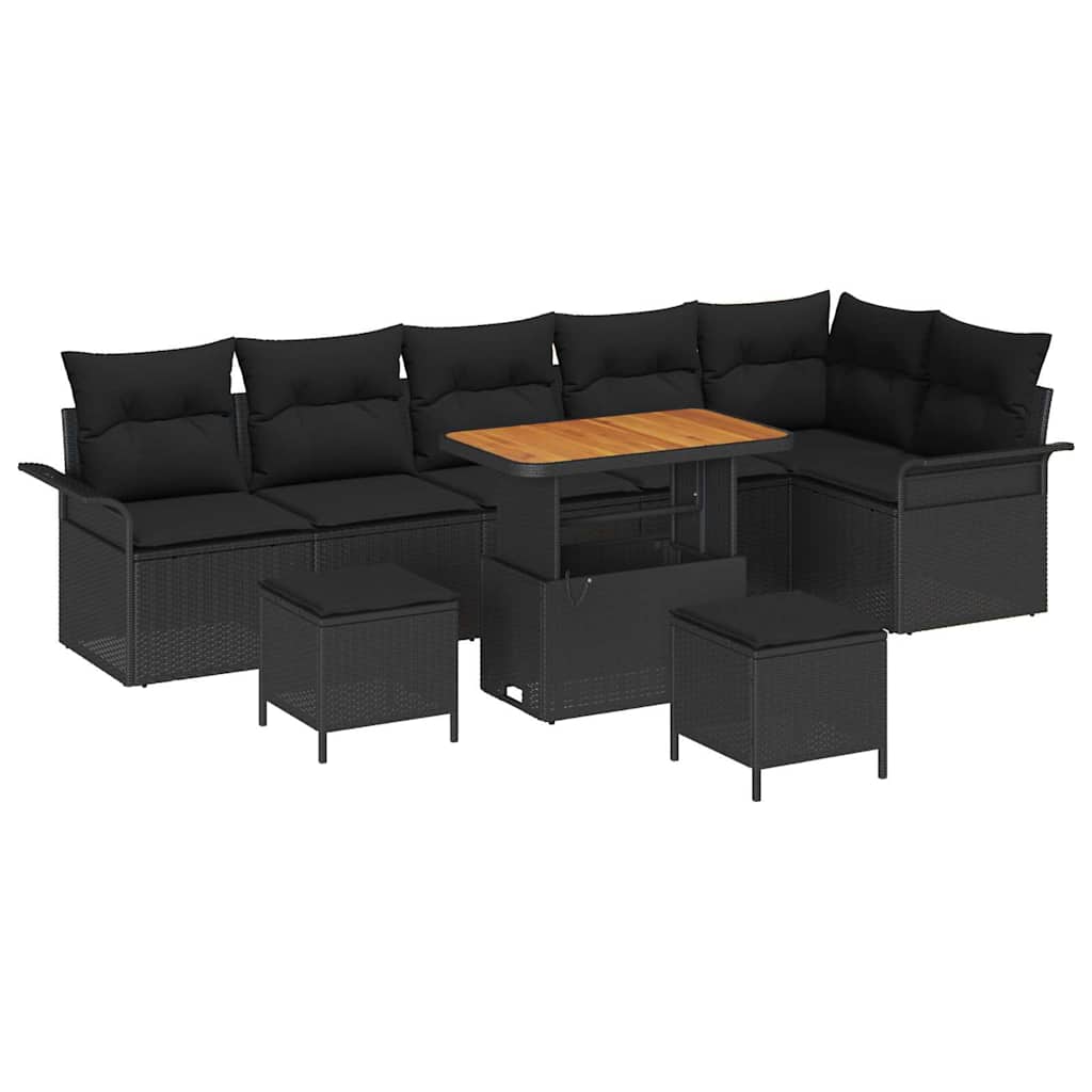 8721288422736_wbg-an-m_en_hd_5 vidaXL Garden Sofa Set Height-Adjustable 9 pcs Black Poly Rattan - Image 2
