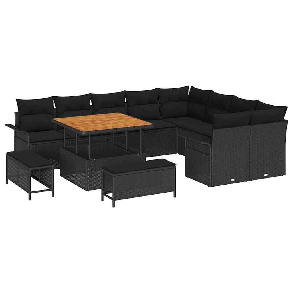 8721288422835_wbg-an-m_en_hd_5 vidaXL Garden Sofa Set Height-Adjustable 12 pcs Black Poly Rattan - Image 2