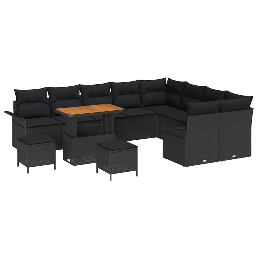 8721288422934_wbg-an-m_en_hd_5 vidaXL Garden Sofa Set Height-Adjustable 12 pcs Black Poly Rattan - Image 2