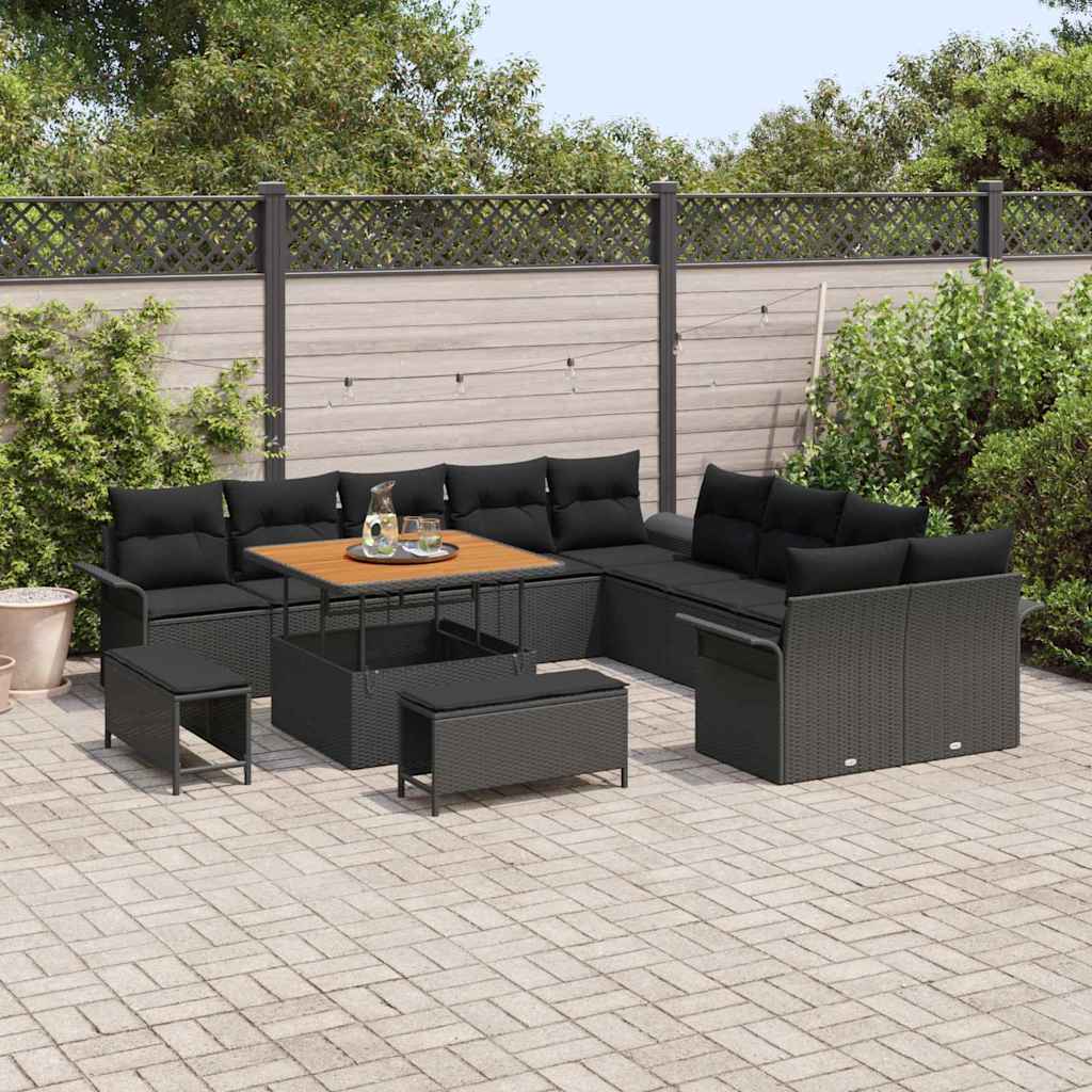 8721288423030_mo-im_en_hd_2 vidaXL Garden Sofa Set Height-Adjustable 13 pcs Black Poly Rattan - Image 3