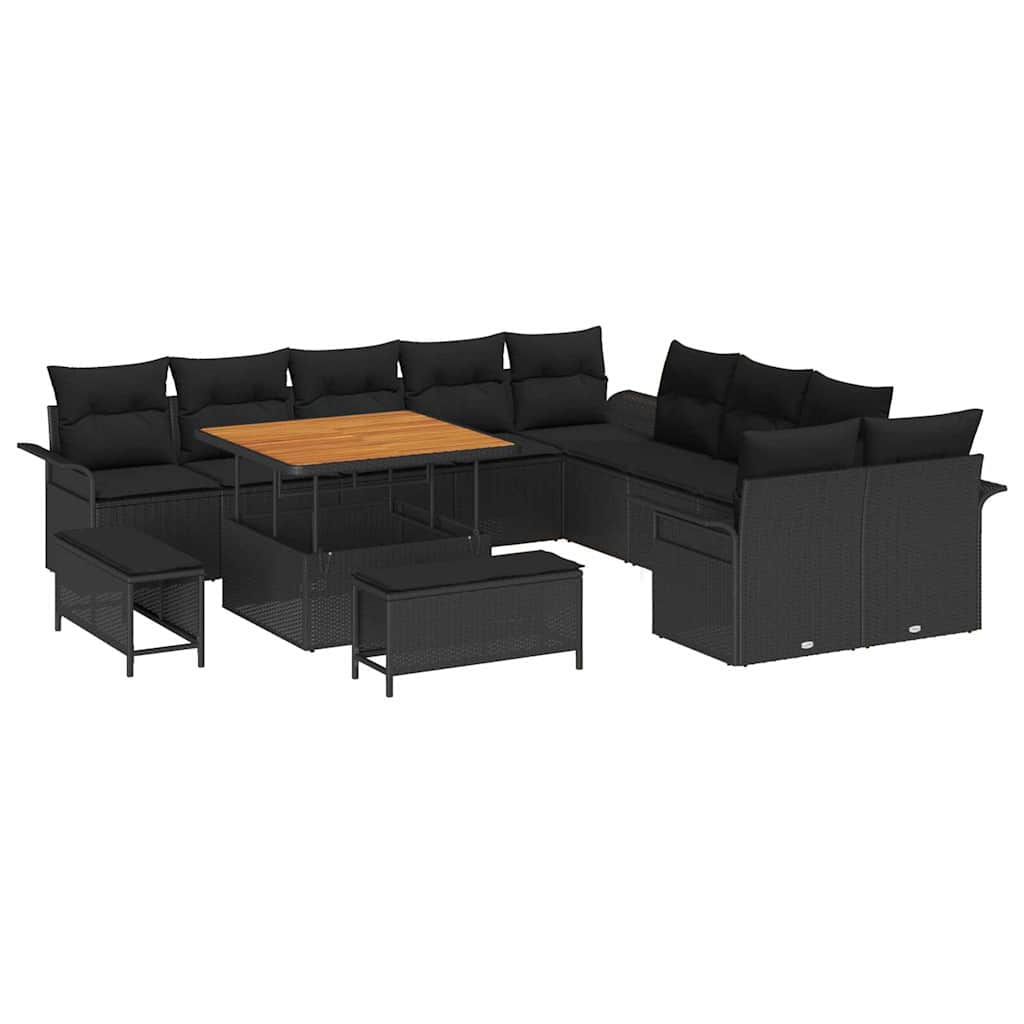 8721288423030_wbg-an-m_en_hd_4 vidaXL Garden Sofa Set Height-Adjustable 13 pcs Black Poly Rattan - Image 2