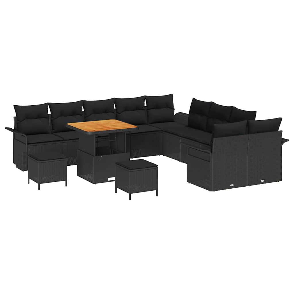 8721288423085_wbg-an-m_en_hd_4 vidaXL Garden Sofa Set Height-Adjustable 13 pcs Black Poly Rattan - Image 2