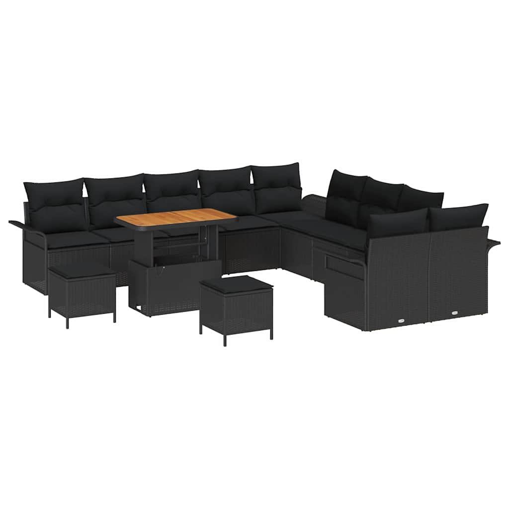 8721288423139_wbg-an-m_en_hd_4 vidaXL Garden Sofa Set Height-Adjustable 13 pcs Black Poly Rattan - Image 2