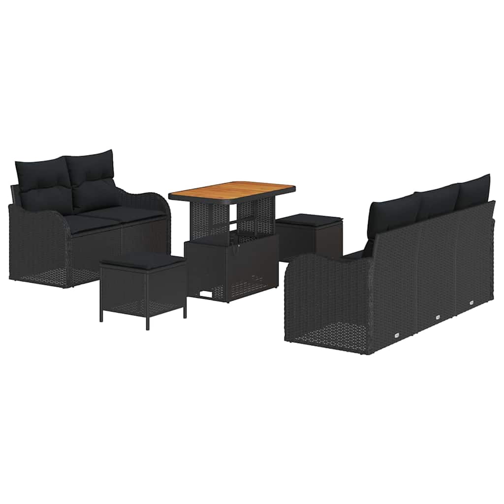 8721288423283_wbg-an-m_en_hd_4 vidaXL Garden Sofa Set Height-Adjustable 8 pcs Black Poly Rattan - Image 2