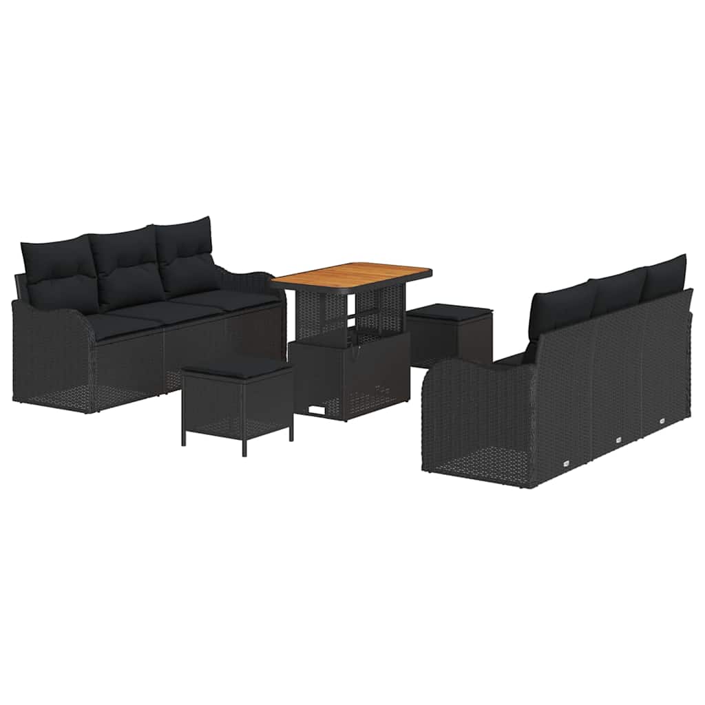 8721288423382_wbg-an-m_en_hd_4 vidaXL Garden Sofa Set Height-Adjustable 9 pcs Black Poly Rattan - Image 2