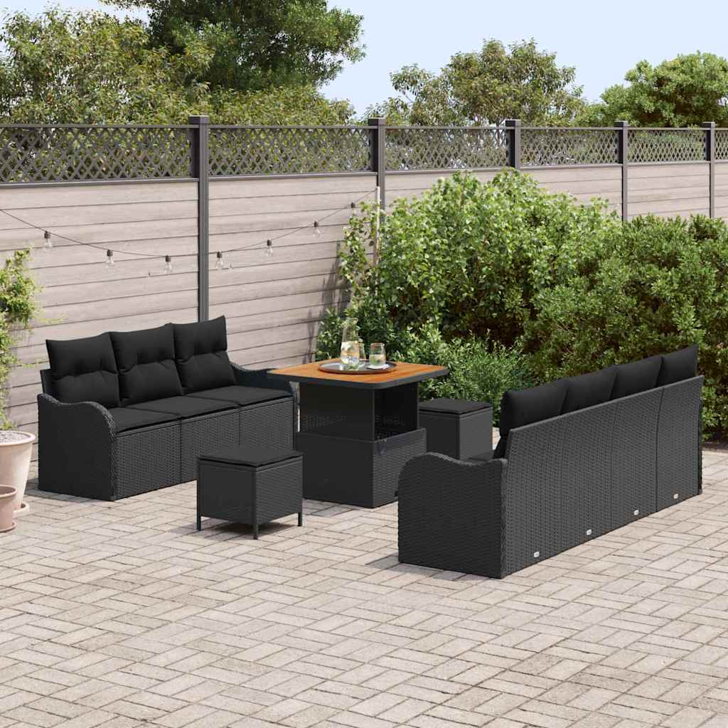 8721288423436_mo-im_en_hd_2 vidaXL Garden Sofa Set Height-Adjustable 10 pcs Black Poly Rattan - Image 3