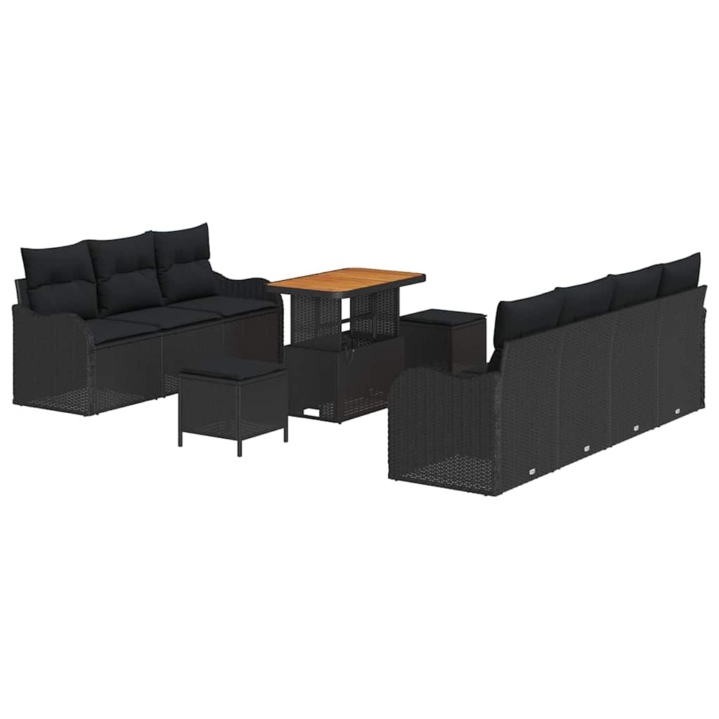 8721288423481_wbg-an-m_en_hd_4 vidaXL Garden Sofa Set Height-Adjustable 10 pcs Black Poly Rattan - Image 2