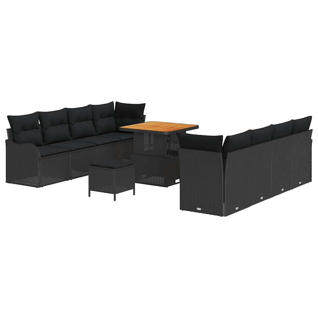 8721288423535_wbg-an-m_en_hd_5 vidaXL Garden Sofa Set Height-Adjustable 11 pcs Black Poly Rattan - Image 2