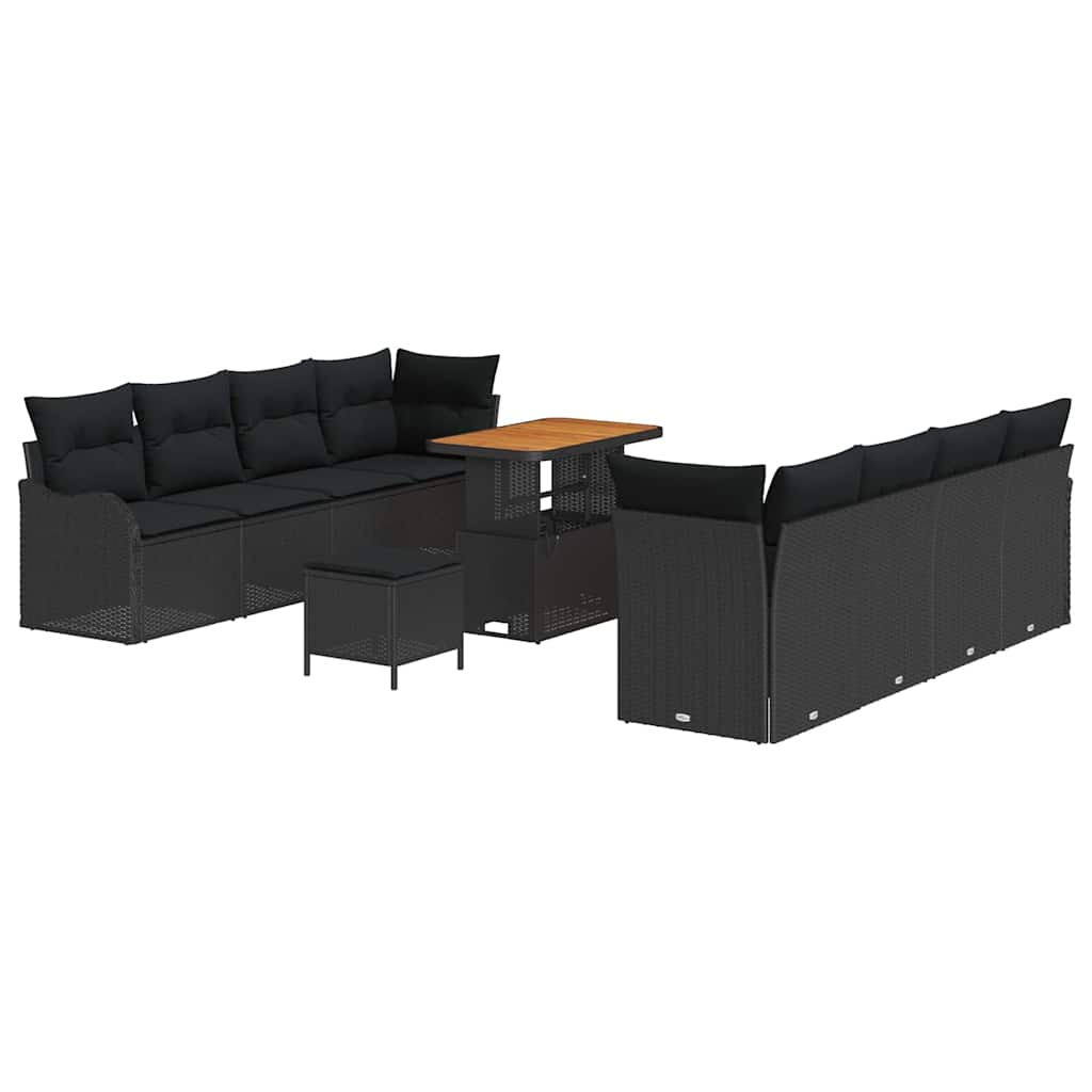 8721288423580_wbg-an-m_en_hd_5 vidaXL Garden Sofa Set Height-Adjustable 11 pcs Black Poly Rattan - Image 2