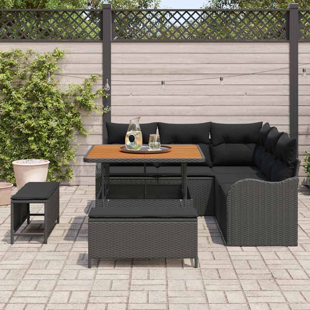 8721288423733_mo-im_en_hd_2 vidaXL Garden Sofa Set Height-Adjustable 8 pcs Black Poly Rattan - Image 3