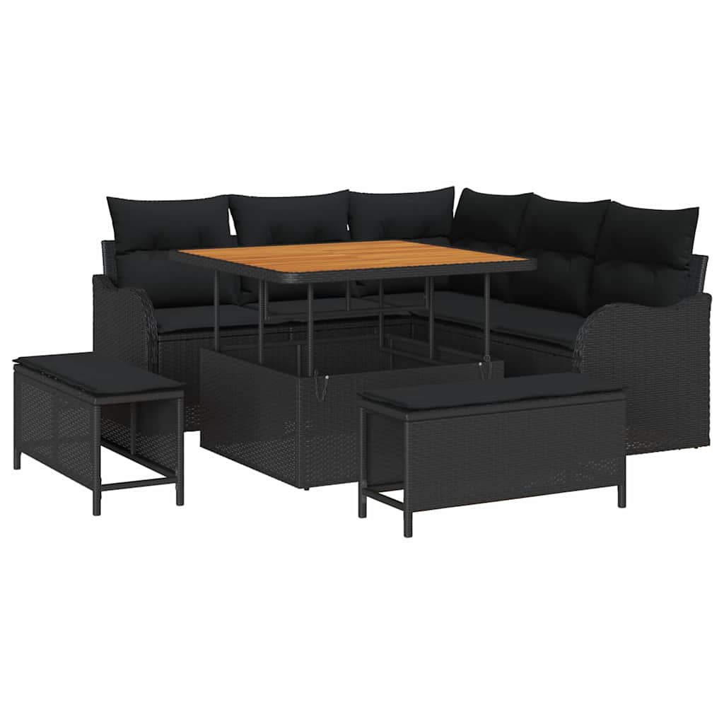 8721288423733_wbg-an-m_en_hd_5 vidaXL Garden Sofa Set Height-Adjustable 8 pcs Black Poly Rattan - Image 2
