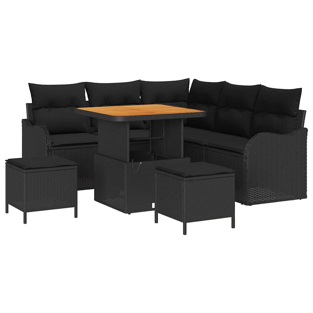 8721288423788_wbg-an-m_en_hd_5 vidaXL Garden Sofa Set Height-Adjustable 8 pcs Black Poly Rattan - Image 2
