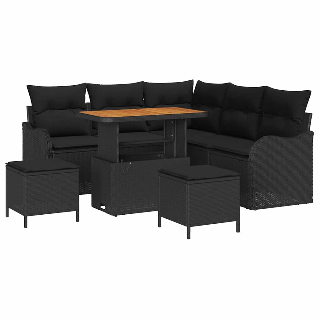 8721288423832_wbg-an-m_en_hd_5 vidaXL Garden Sofa Set Height-Adjustable 8 pcs Black Poly Rattan - Image 2