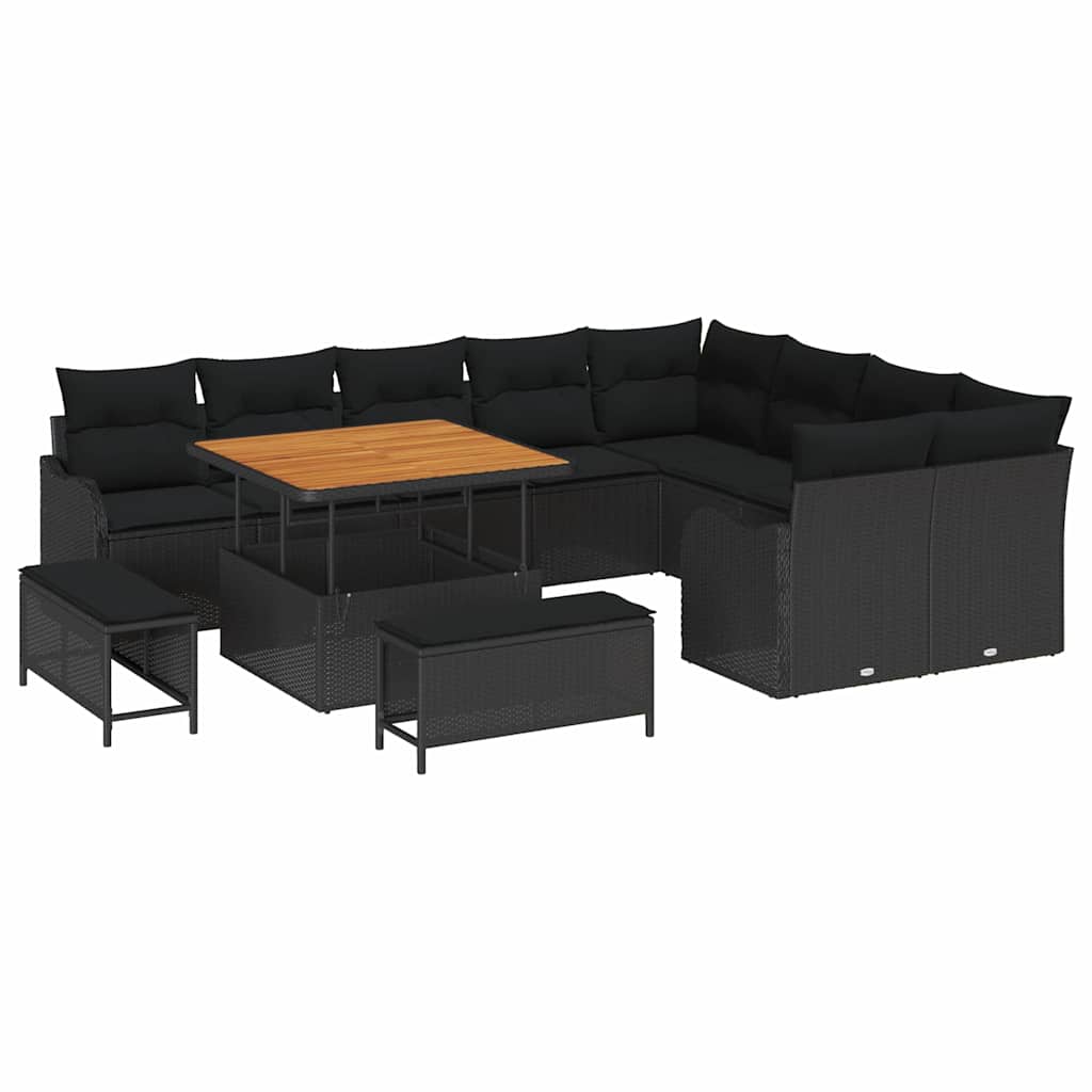 8721288424136_wbg-an-m_en_hd_5 vidaXL Garden Sofa Set Height-Adjustable 12 pcs Black Poly Rattan - Image 2