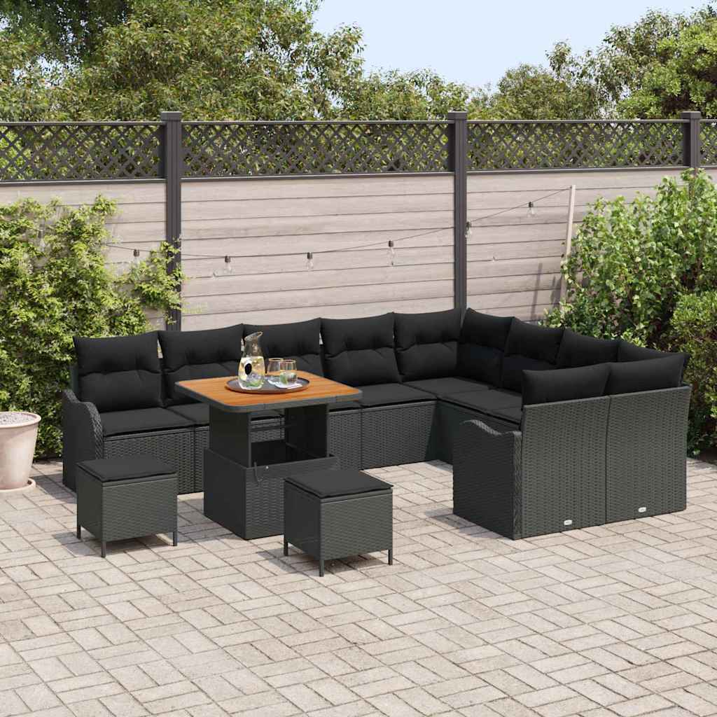 8721288424181_mo-im_en_hd_2 vidaXL Garden Sofa Set Height-Adjustable 12 pcs Black Poly Rattan - Image 3