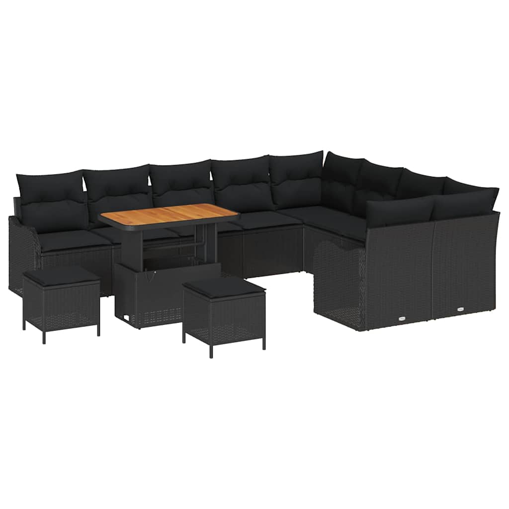 8721288424235_wbg-an-m_en_hd_5 vidaXL Garden Sofa Set Height-Adjustable 12 pcs Black Poly Rattan - Image 2