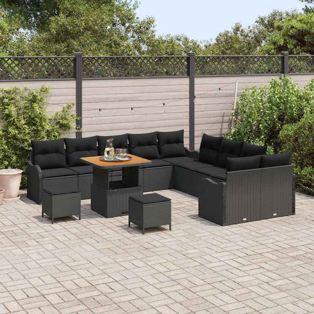 8721288424389_mo-im_en_hd_2 vidaXL Garden Sofa Set Height-Adjustable 13 pcs Black Poly Rattan - Image 3