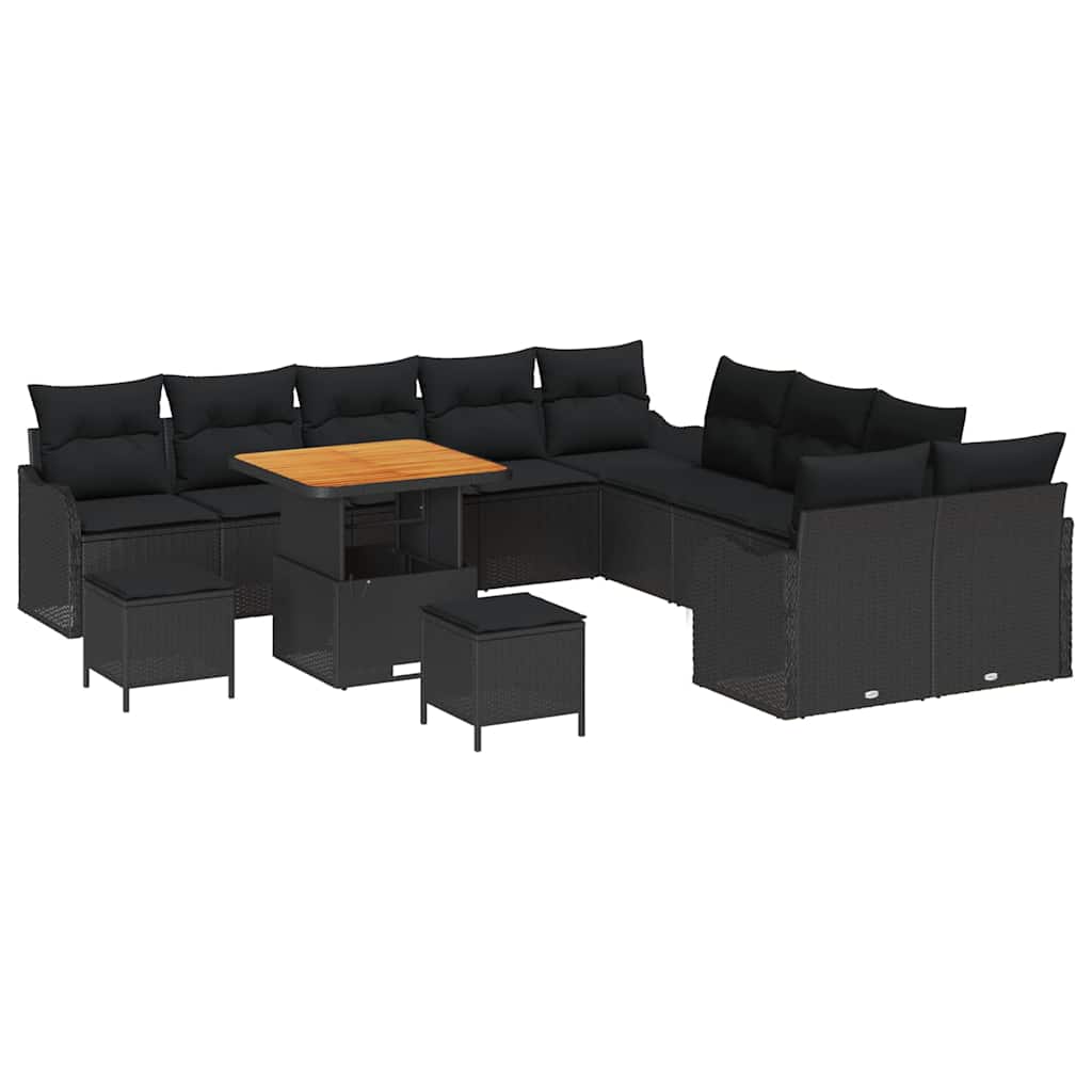 8721288424389_wbg-an-m_en_hd_4 vidaXL Garden Sofa Set Height-Adjustable 13 pcs Black Poly Rattan - Image 2