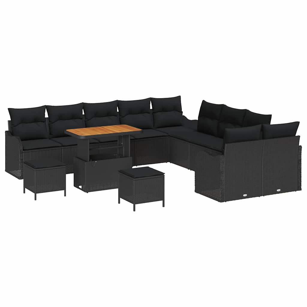 8721288424433_wbg-an-m_en_hd_4 vidaXL Garden Sofa Set Height-Adjustable 13 pcs Black Poly Rattan - Image 2
