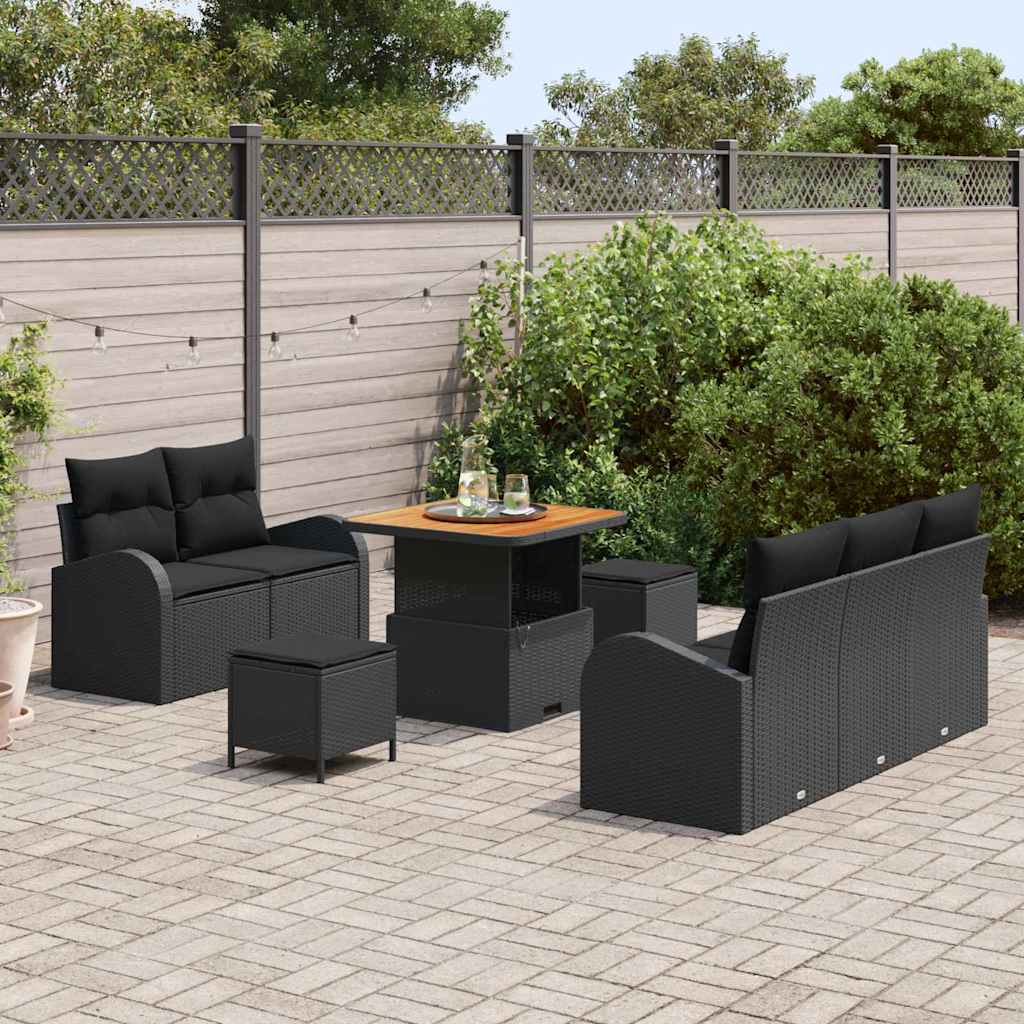 8721288424532_mo-im_en_hd_2 vidaXL Garden Sofa Set Height-Adjustable 8 pcs Black Poly Rattan - Image 3