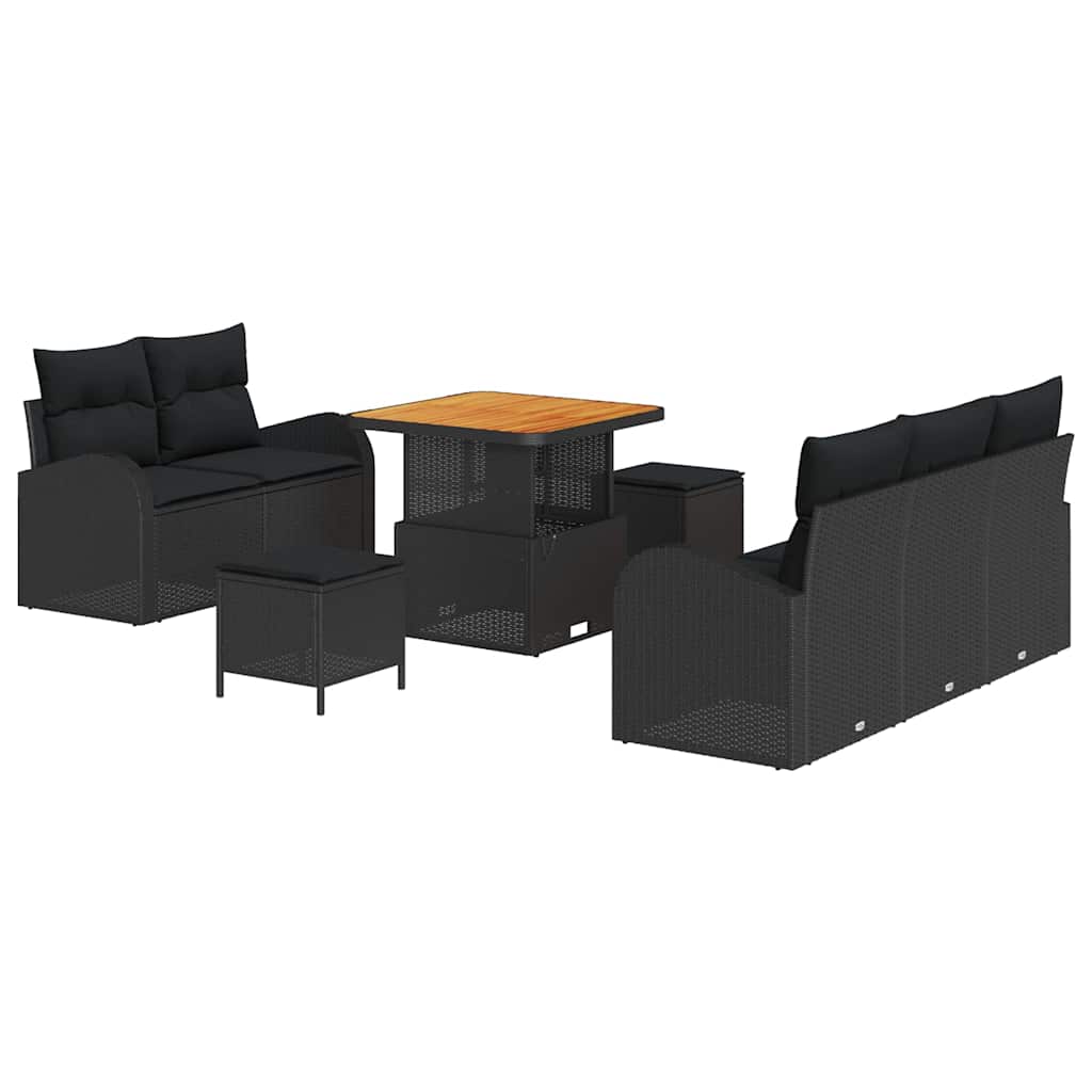8721288424532_wbg-an-m_en_hd_4 vidaXL Garden Sofa Set Height-Adjustable 8 pcs Black Poly Rattan - Image 2