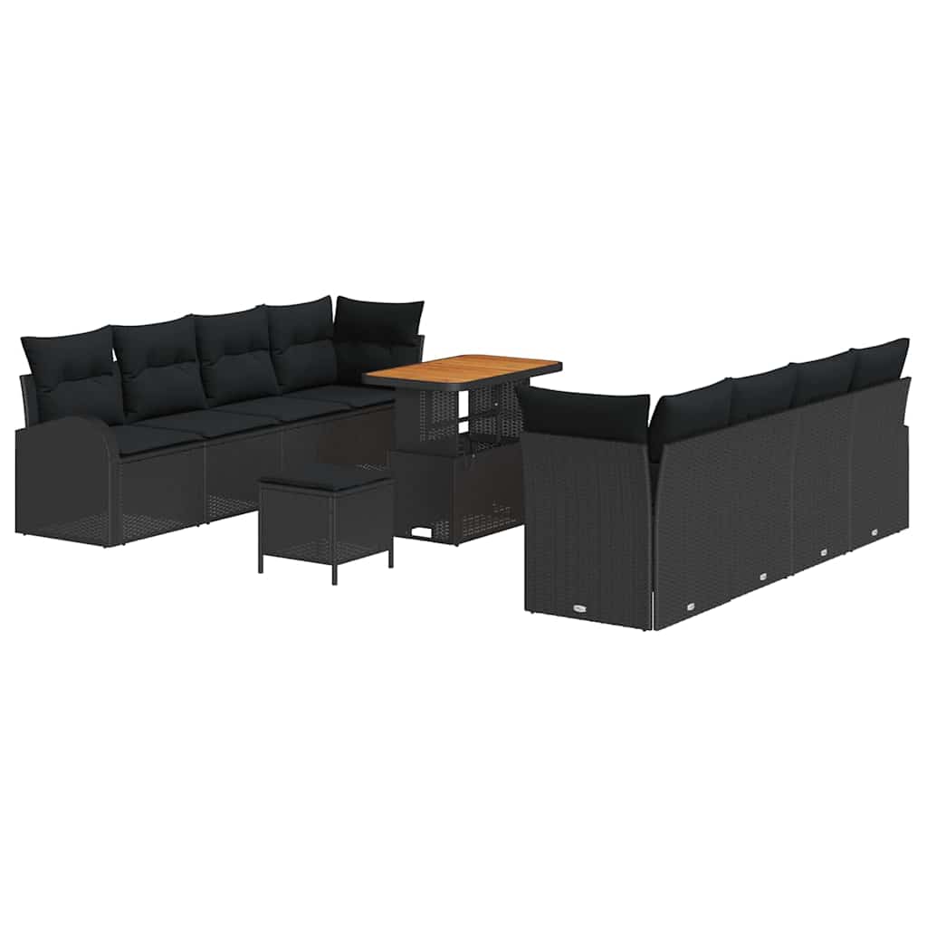 8721288424884_wbg-an-m_en_hd_5 vidaXL Garden Sofa Set with Cushion 11 pcs Black Poly rattan - Image 2