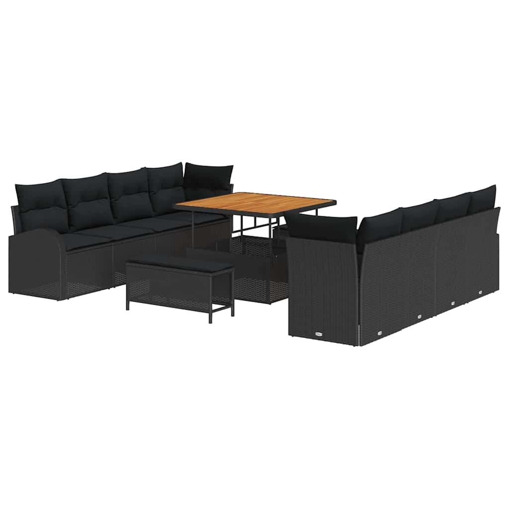 8721288424938_wbg-an-m_en_hd_5 vidaXL Garden Sofa Set with Cushion 11 pcs Black Poly rattan - Image 2