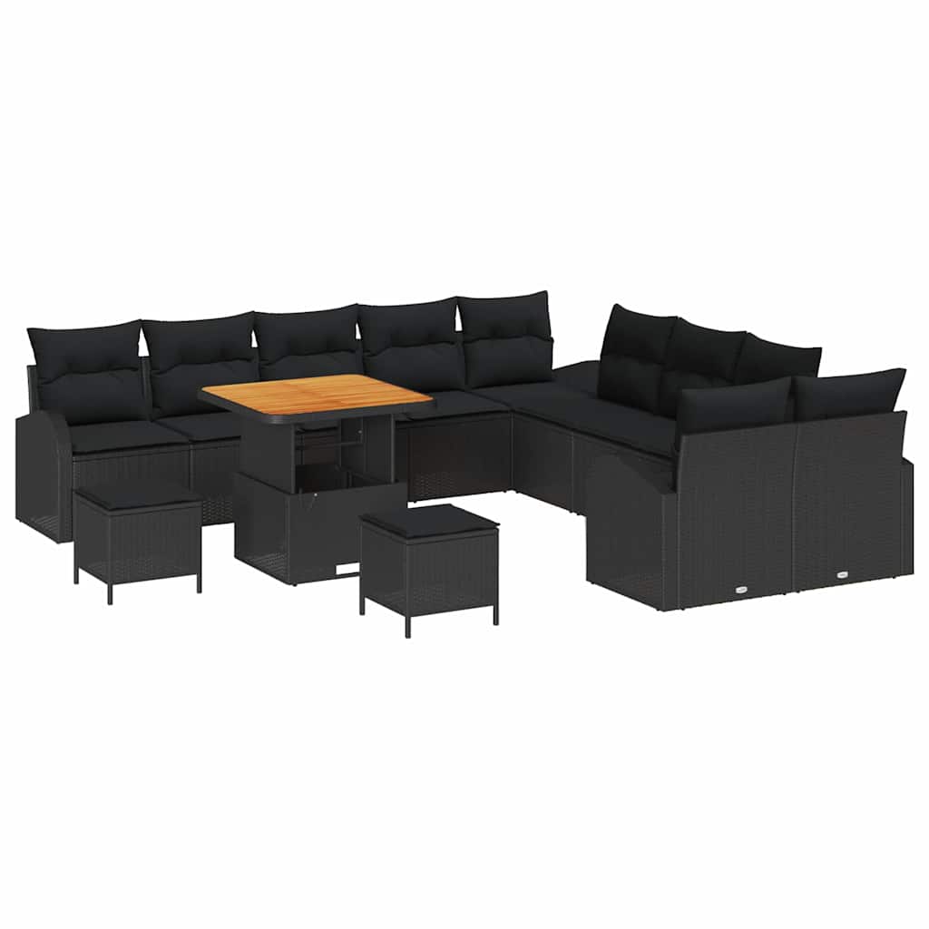 8721288425683_wbg-an-m_en_hd_4 vidaXL Garden Sofa Set with Cushion 13 pcs Black Poly rattan - Image 2