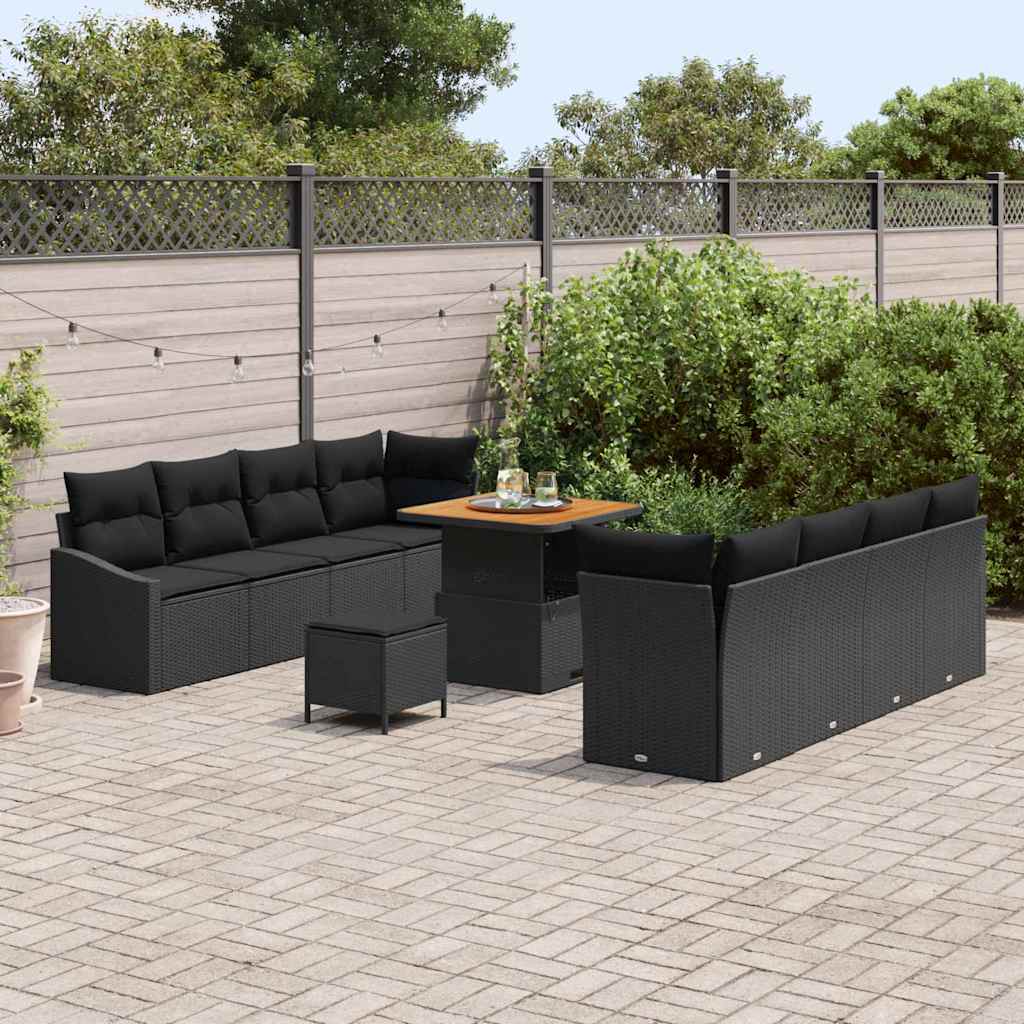 8721288427434_mo-im_en_hd_2 vidaXL Garden Sofa Set with Cushion 11 pcs Black Poly rattan - Image 3