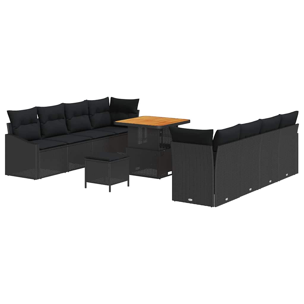 8721288427434_wbg-an-m_en_hd_5 vidaXL Garden Sofa Set with Cushion 11 pcs Black Poly rattan - Image 2