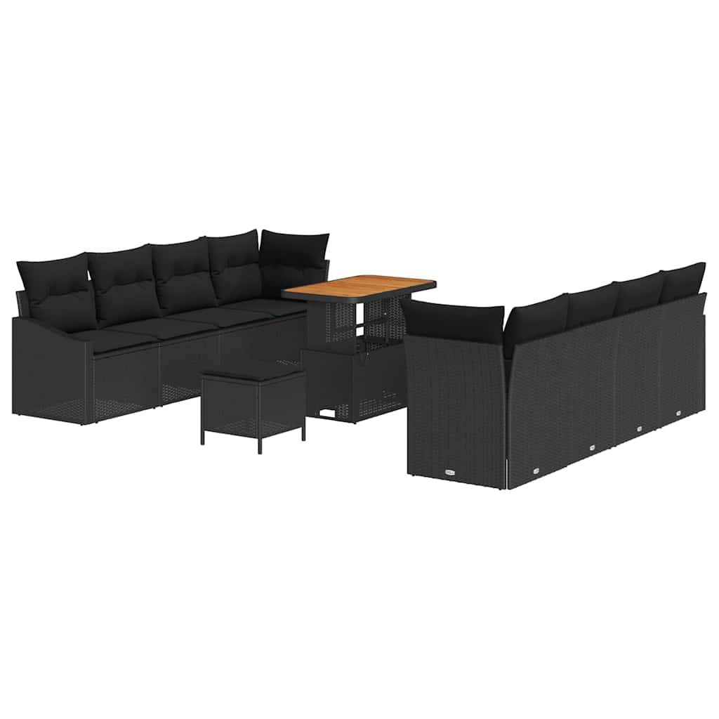 8721288427489_wbg-an-m_en_hd_5 vidaXL Garden Sofa Set with Cushion 11 pcs Black Poly rattan - Image 2