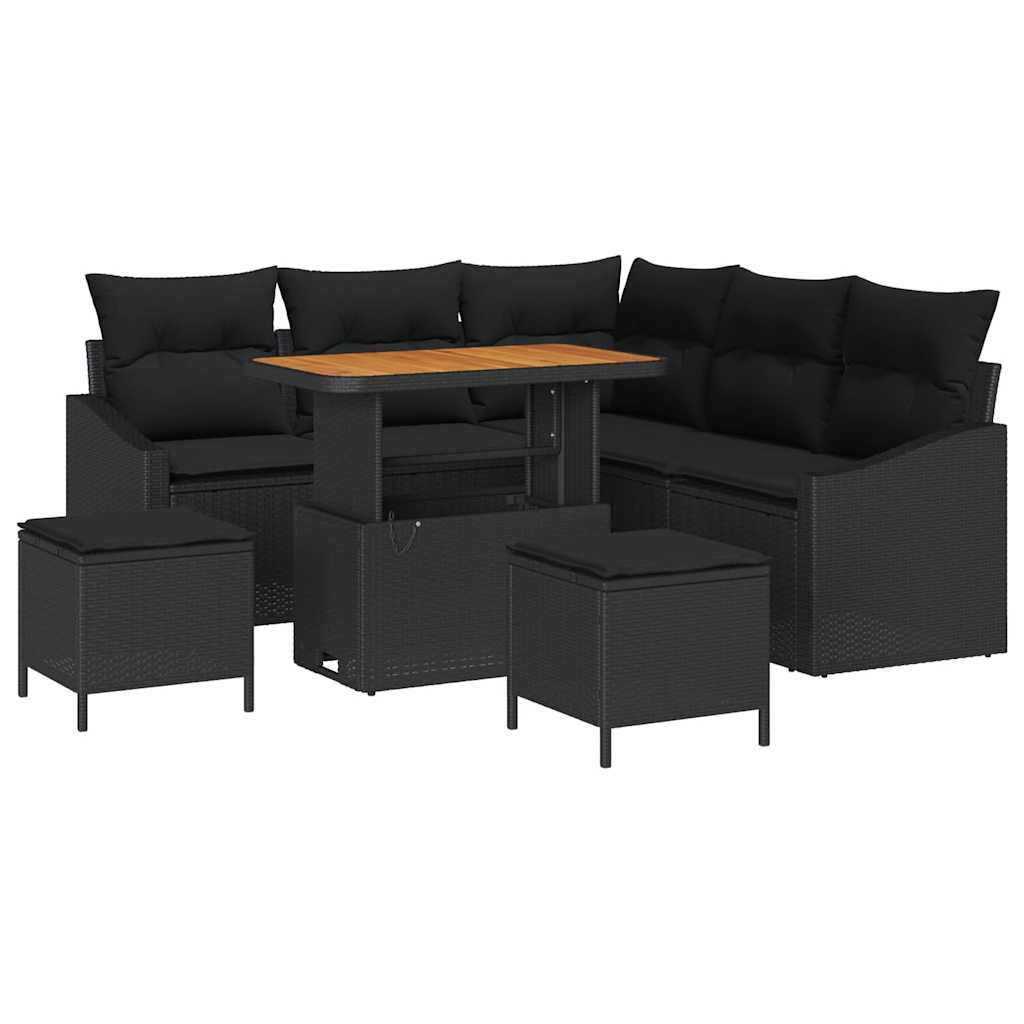 8721288427731_wbg-an-m_en_hd_5 vidaXL Garden Sofa Set with Cushion 8 pcs Black Poly rattan - Image 2