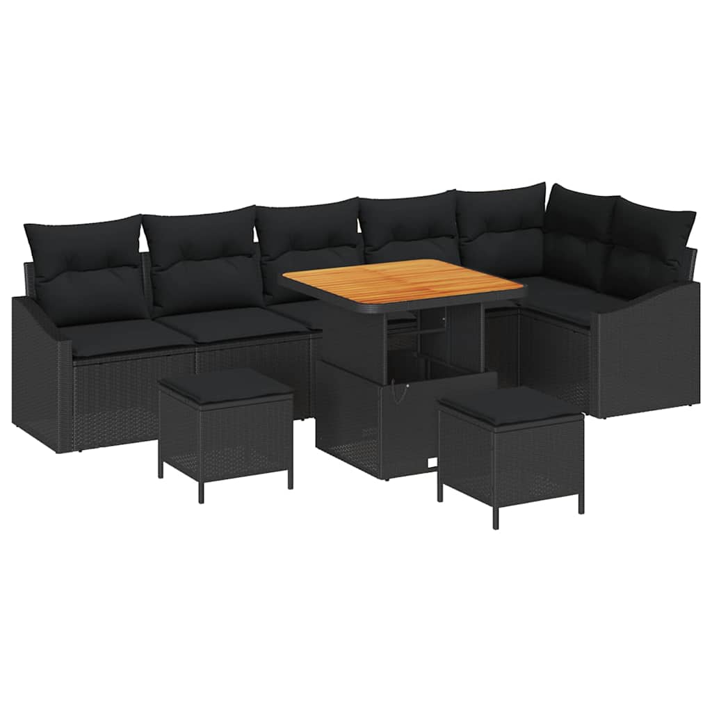 8721288427885_wbg-an-m_en_hd_5 vidaXL Garden Sofa Set with Cushion 9 pcs Black Poly rattan - Image 2