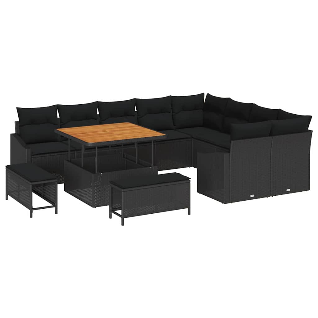 8721288428035_wbg-an-m_en_hd_5 vidaXL Garden Sofa Set with Cushion 12 pcs Black Poly rattan - Image 2