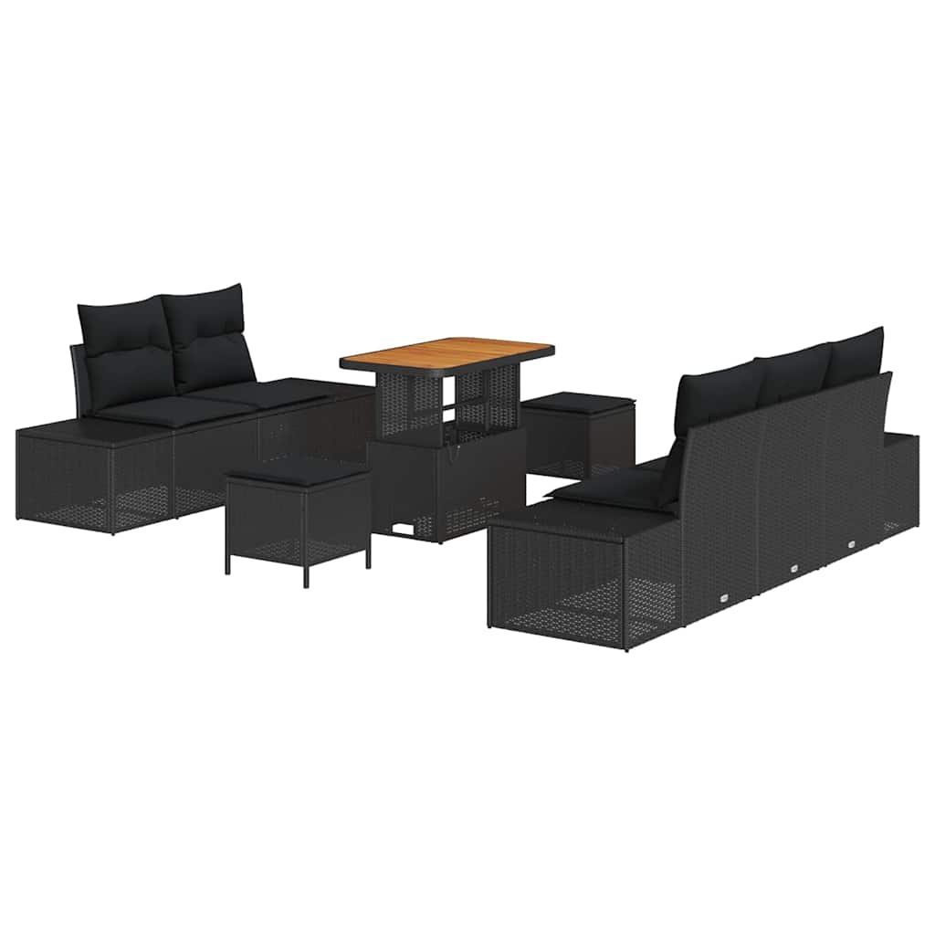 8721288428486_wbg-an-m_en_hd_4 vidaXL Garden Sofa Set with Cushion 8 pcs Black Poly rattan - Image 2