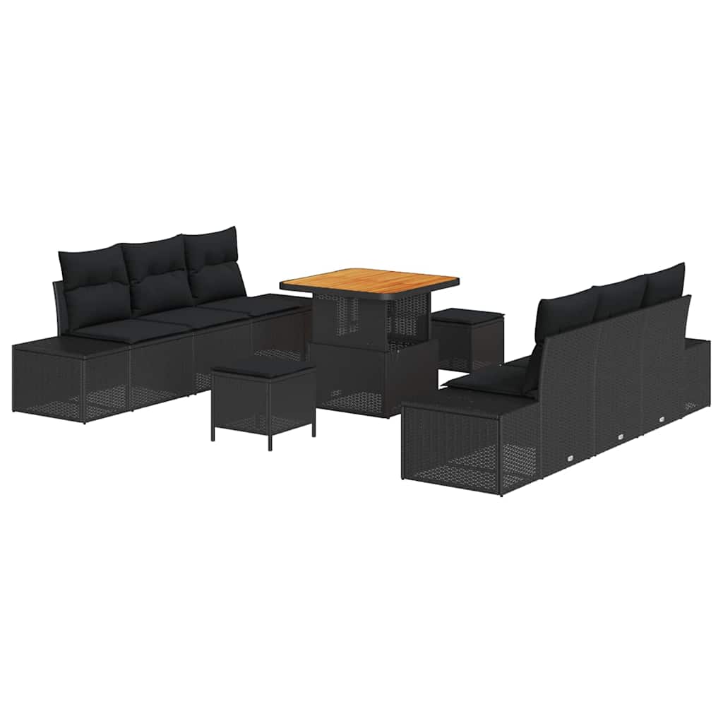 8721288428530_wbg-an-m_en_hd_4 vidaXL Garden Sofa Set with Cushion 9 pcs Black Poly rattan - Image 2