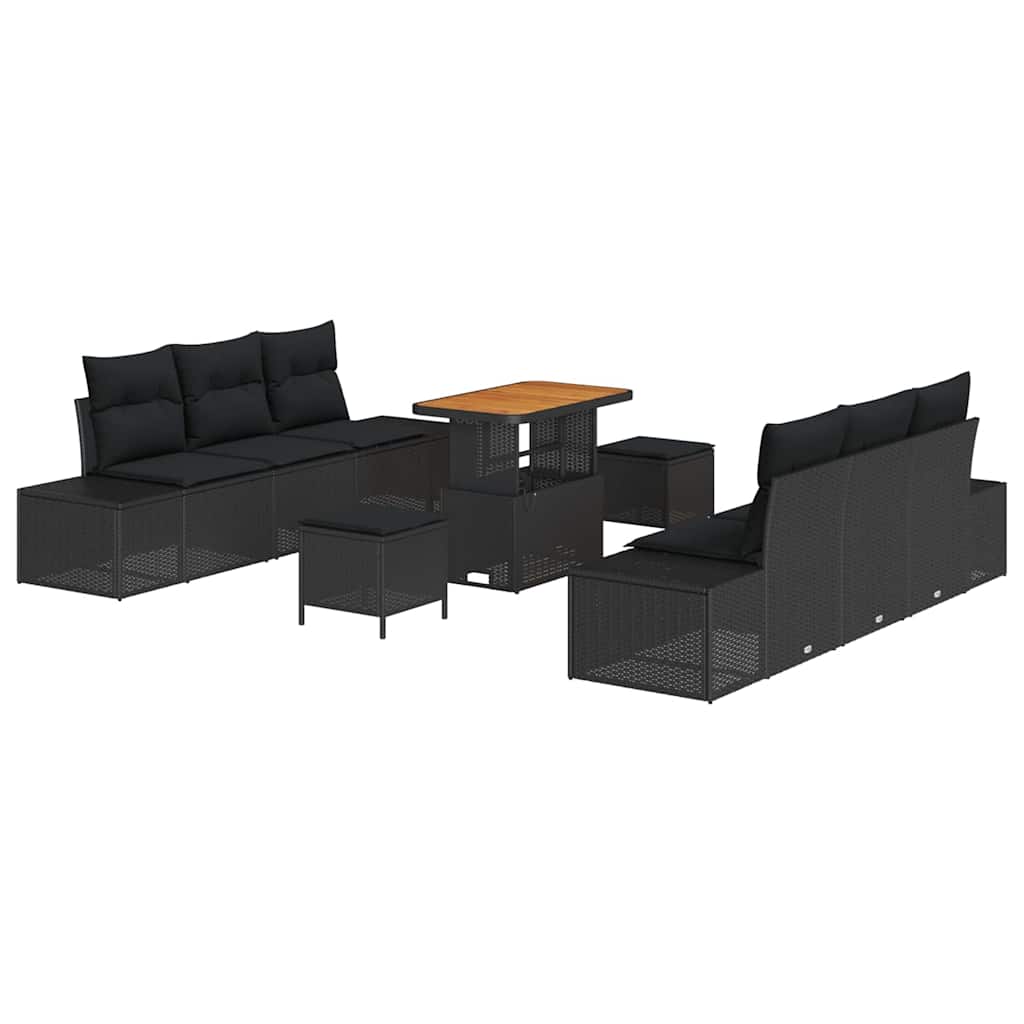 8721288428585_wbg-an-m_en_hd_4 vidaXL Garden Sofa Set with Cushion 9 pcs Black Poly rattan - Image 2