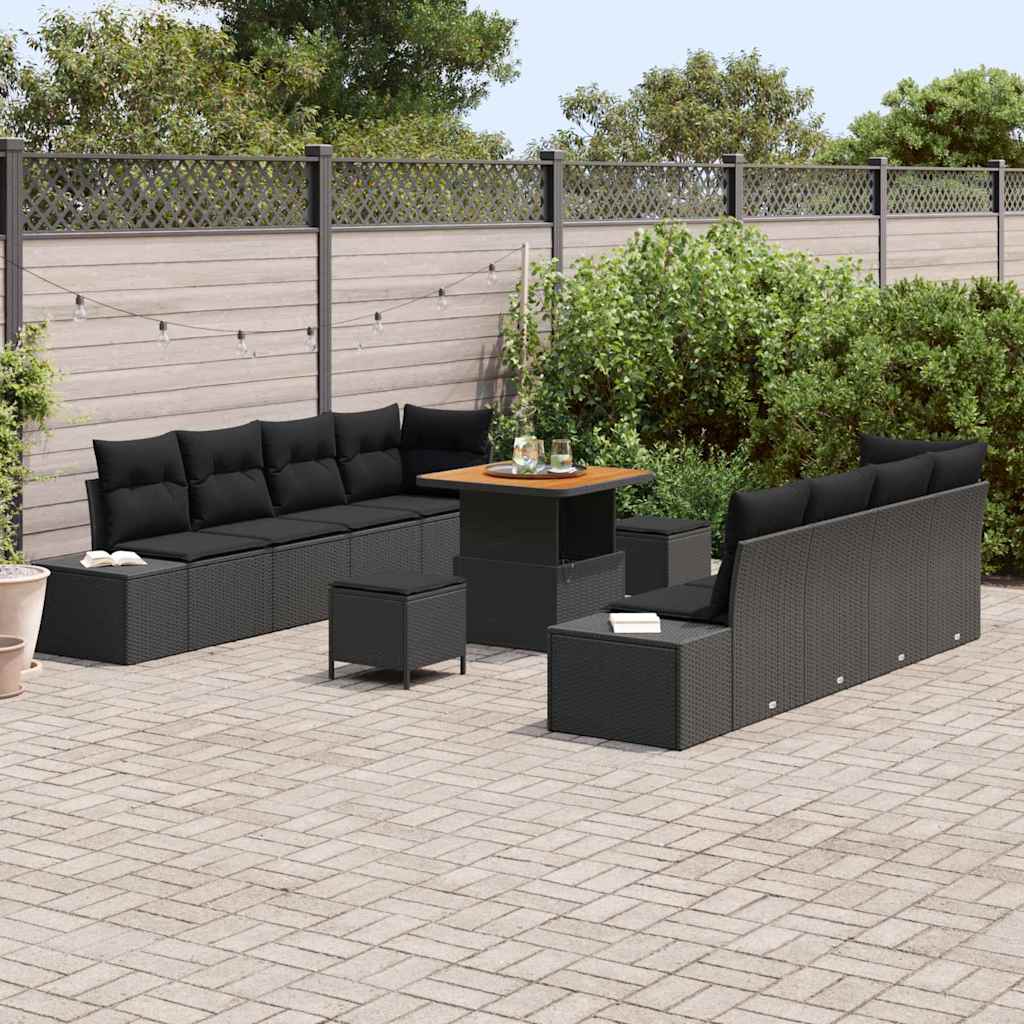 8721288428738_mo-im_en_hd_2 vidaXL Garden Sofa Set with Cushion 11 pcs Black Poly rattan - Image 3