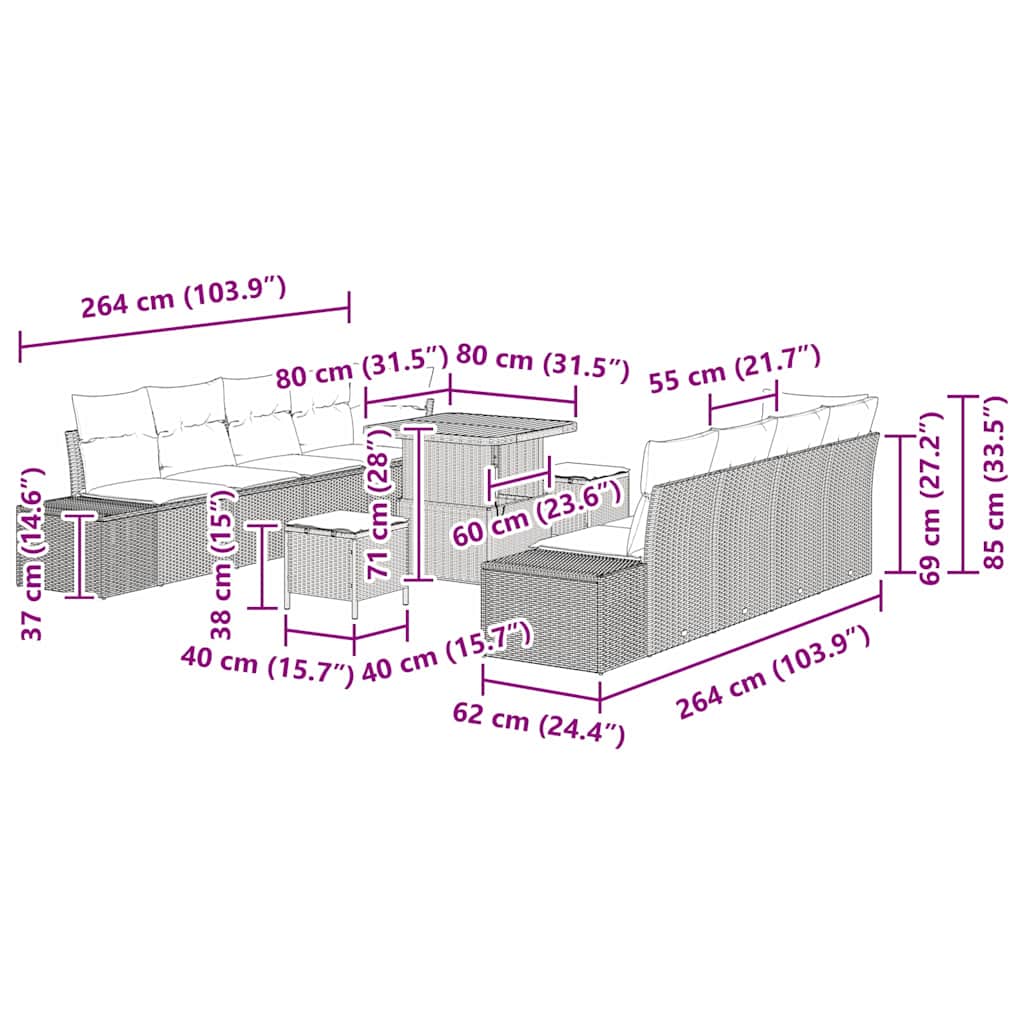 8721288428738_wbg-siz_en_hd_1 vidaXL Garden Sofa Set with Cushion 11 pcs Black Poly rattan - Image 10