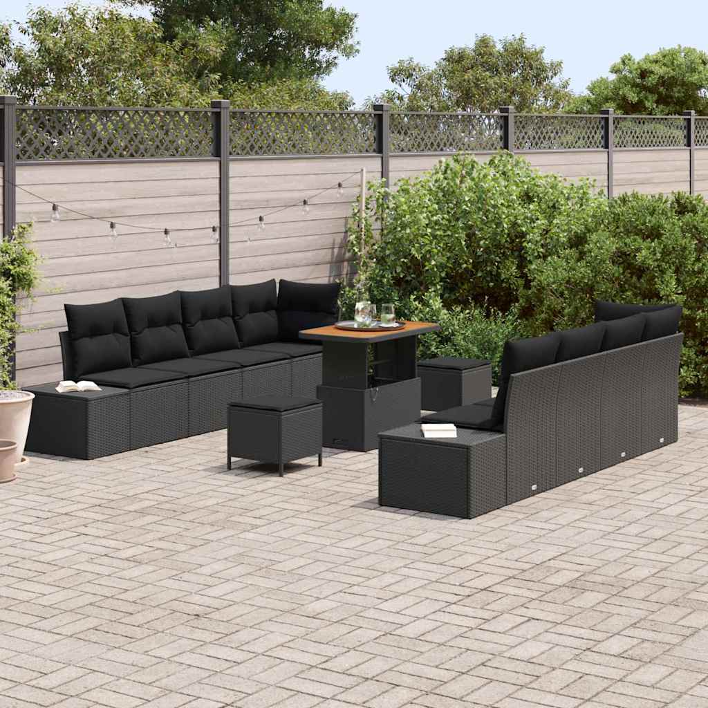 8721288428783_mo-im_en_hd_2 vidaXL Garden Sofa Set with Cushion 11 pcs Black Poly rattan - Image 3