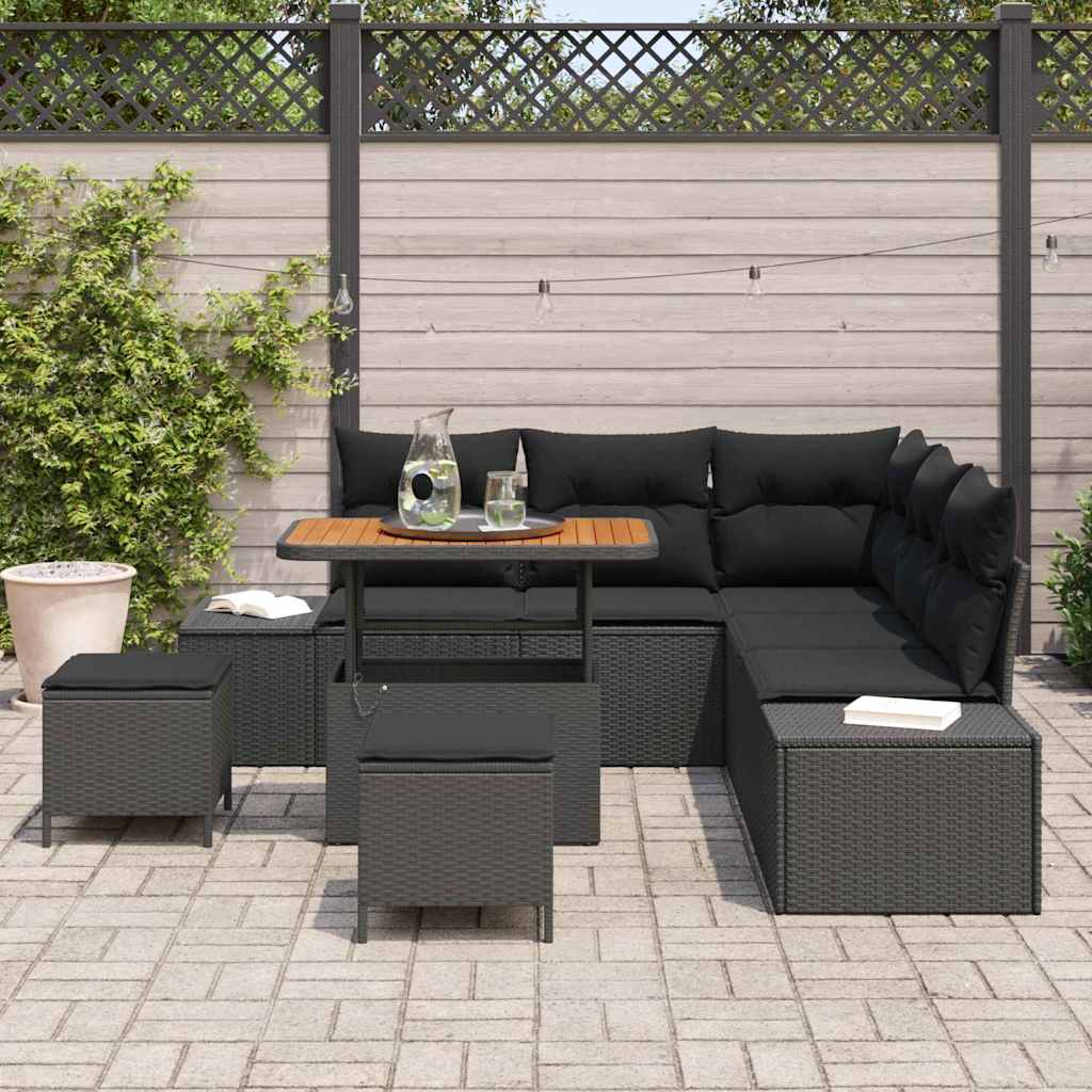 8721288429032_mo-im_en_hd_2 vidaXL Garden Sofa Set with Cushion 8 pcs Black Poly rattan - Image 3