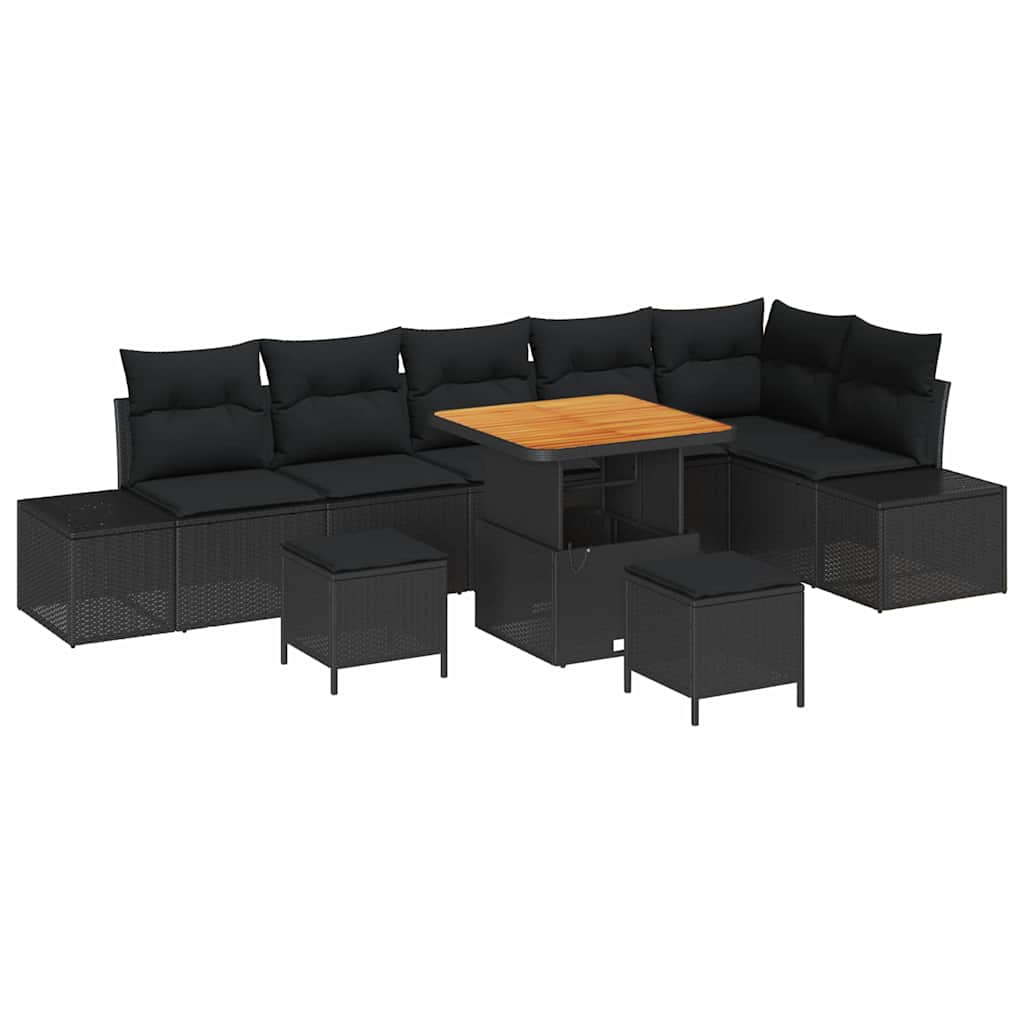 8721288429186_wbg-an-m_en_hd_5 vidaXL Garden Sofa Set with Cushion 9 pcs Black Poly rattan - Image 2