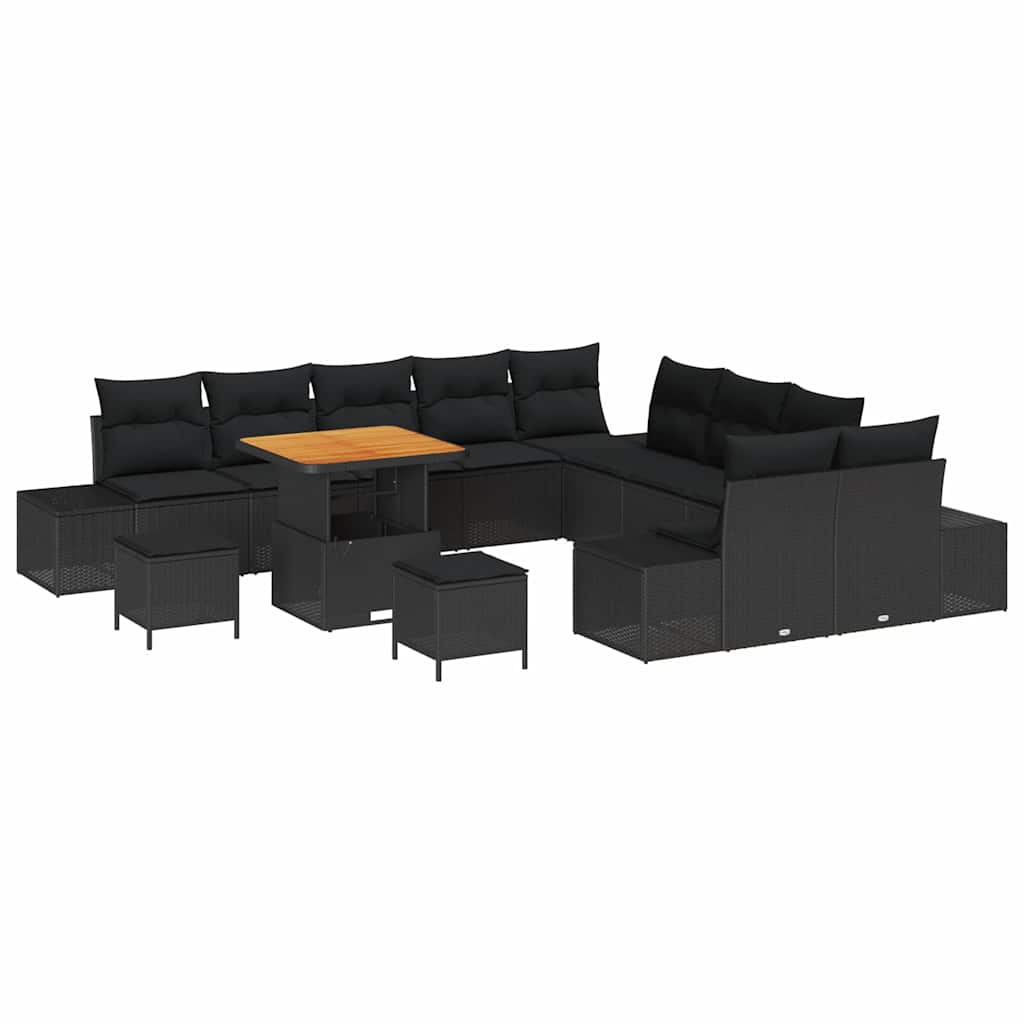 8721288429582_wbg-an-m_en_hd_4 vidaXL Garden Sofa Set with Cushion 13 pcs Black Poly rattan - Image 2