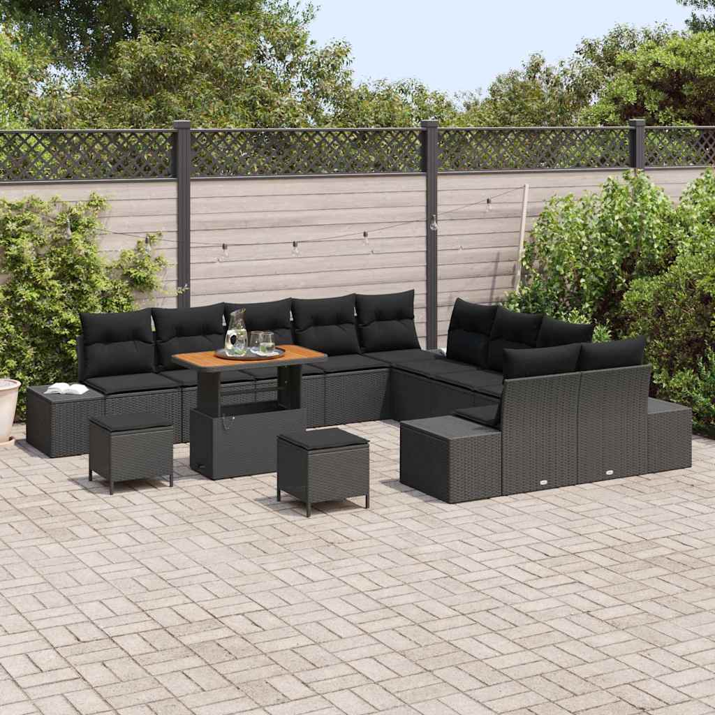 8721288429636_mo-im_en_hd_2 vidaXL Garden Sofa Set with Cushion 13 pcs Black Poly rattan - Image 3