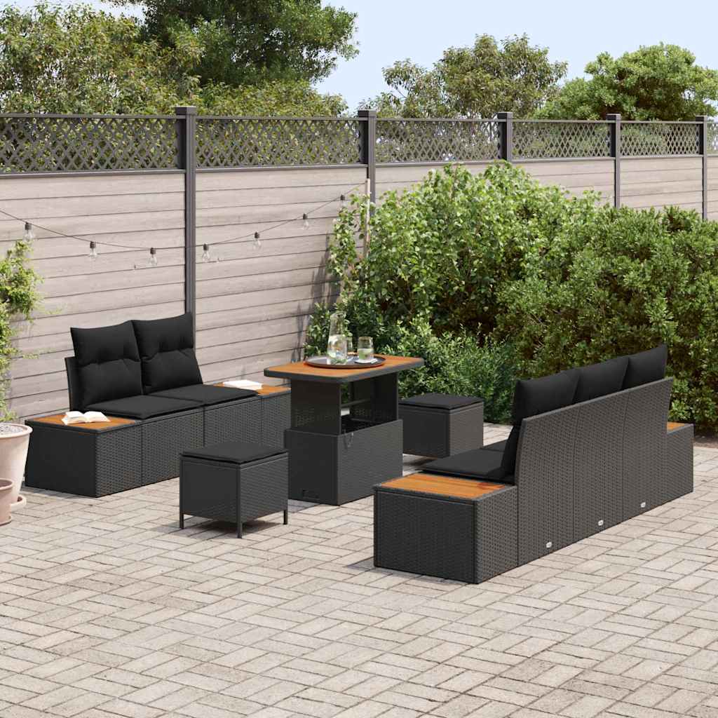 8721288429780_mo-im_en_hd_2 vidaXL Garden Sofa Set with Cushion 8 pcs Black Poly rattan - Image 3